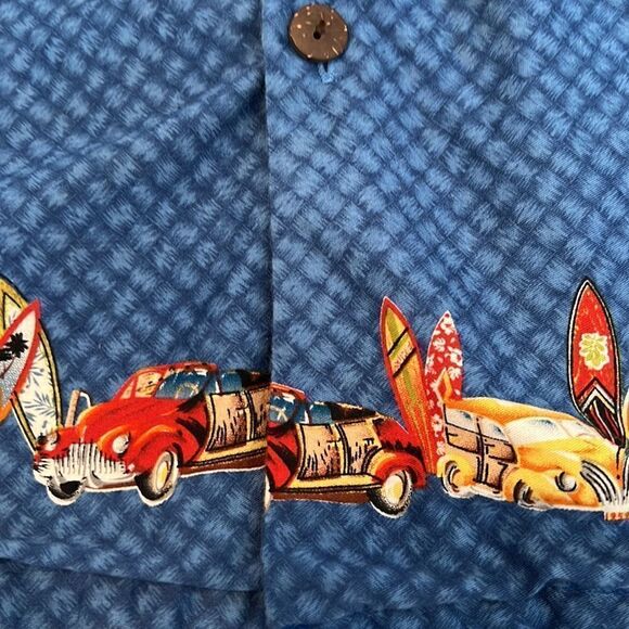 Old cars surfboards & palm trees what a groovy shirt size XXL seems smaller GUC - Picture 6 of 10